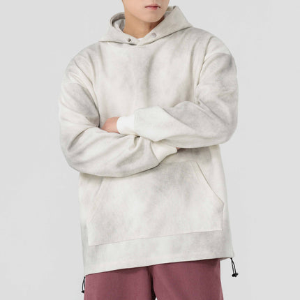 Trendy Men's Clothing Autumn and Winter New Basic Distressed Floral Hooded Sweatshirt Men's Heavyweight Loose Tie-Dye Hoodie Jacket Men
