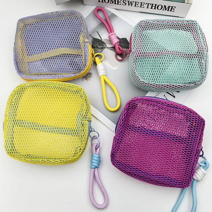 Ready Stock Dopamine Grid Tofu Bag Storage Bag Portable Coin Purse Mesh Small Cosmetic Bag Storage Pouch Small Bag