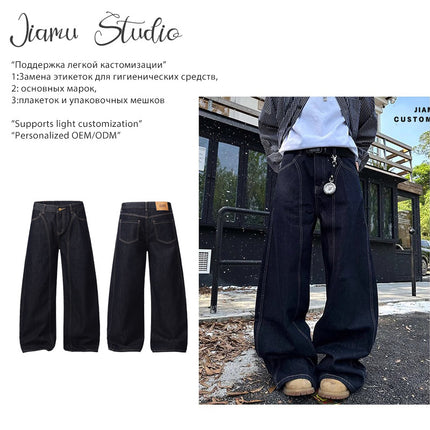 JIAMU American Style Vintage Machete Original Bull Baggy jeans Unisex Wide Leg Neutral Loose Profile
