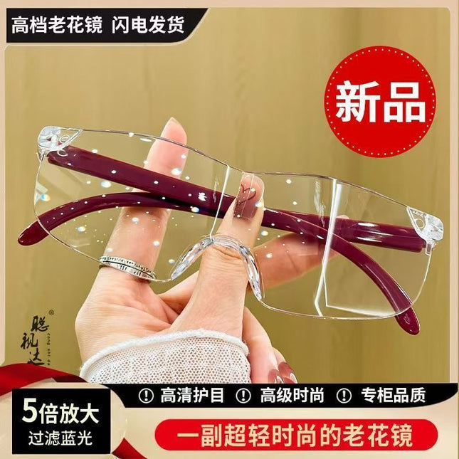 Anti-Radiation Magnifying Glasses for the Elderly to Expand Reading Multiple Times, Head-Mounted High-Definition Glasses-Type Magnifying Glass