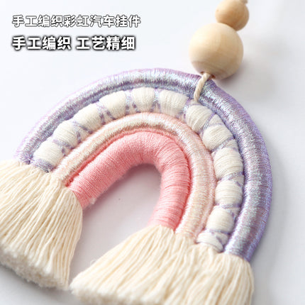 Hand-woven car pendant rainbow light creative retro cross-border foreign trade Bohemian tassel car pendant
