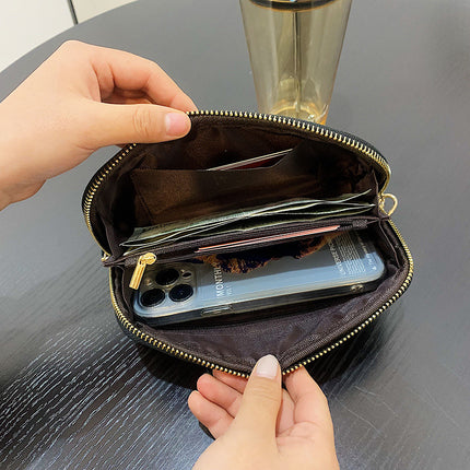 Soft Leather Small Bag for Women, Crocodile Pattern Leather Clutch Bag, 2025 New Trendy Summer Fashion Mini Mobile Phone Coin Purse