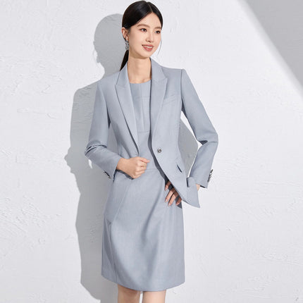 Spring and Autumn Fashion New Gray Blue Suit suit Slim-fit Slimming High-end Professional Women's dress Dress OL