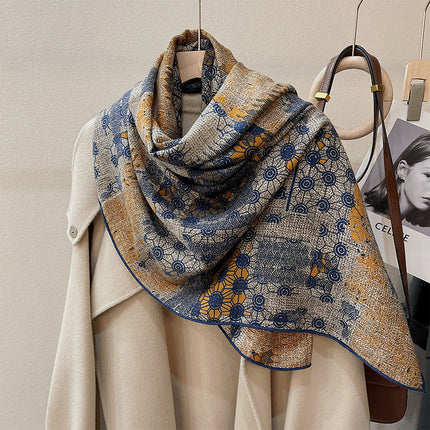 Spring and autumn texture silk wool scarf women's autumn and winter silk wool large square scarf warm shawl dual-purpose women's all-match temperament