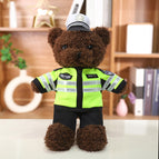 25cm [ready stock high quality] / Standing traffic police bear [dark brown seaweed velvet]