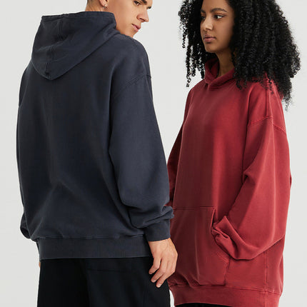 420g Washed Hooded Sweatshirt for Men and Women, Sports Slim Fit, Vintage Street Style, Heavyweight Pure Cotton, Loose Fit Hoodies