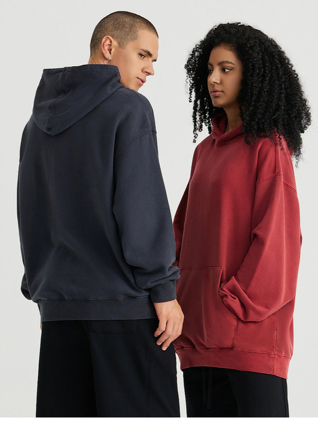 420g Washed Hooded Sweatshirt for Men and Women, Sports Slim Fit, Vintage Street Style, Heavyweight Pure Cotton, Loose Fit Hoodies