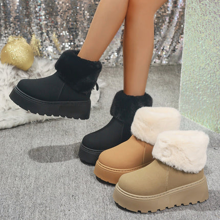Thick-Soled Snow Boots for Women 2025 New Winter Export Large Size Fleece-Lined Warm Fur Short Cotton Boots Ready for Sale