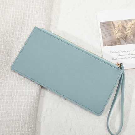 New Multifunctional Ultra-thin Women's Long Wallet Fashionable Folding Zipper Buckle Clutch Solid Color Portable Coin Purse