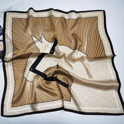 Suzhou Silk Women's Scarf 100% Mulberry Silk Scarf Large and Small Square Scarf Neckerchief Shawl with Printed Design