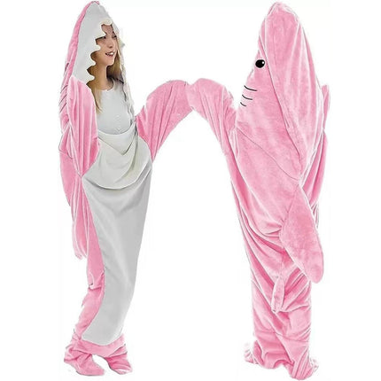 Shark Blanket Shark Pajamas Air Conditioning Blanket Super Soft Flannel Hoodie Sleeping Bag Loose Jumpsuit Adult