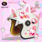 Children's 3c thickening + cat t2 / White half helmet + shake cat + white pink double + pink butterfly