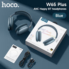 Replaceable fabric earmuffs [bluetooth 5.4] / W65 plus blue [anc noise reduction]