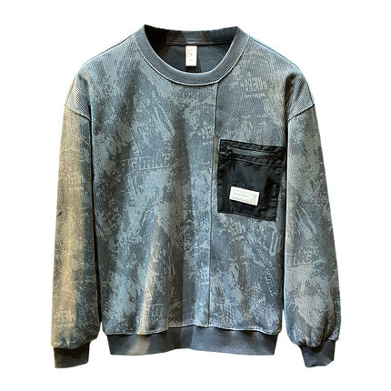 American-style Heavy Sweater Men's Round Neck 2024 New Spring and Autumn Clothing Casual Trendy Brand Duffy Handsome Long-sleeved Pullover Base Shirt
