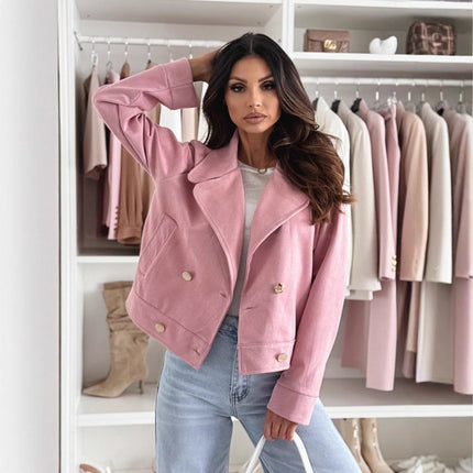 202 Cross-Border European and American Aliexpress Amazon Spring & Fall New Elegant Lapel Button Suit Ball-Shaped Short Jacket