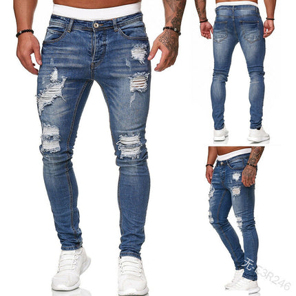 Leggings Slim-fit AliExpress Trendy Foreign Trade Cowboy New wish European and American Leggings Men's Pants with Holes Cross-border Exclusive