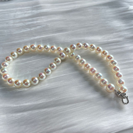 Polar Aurora Mirror Akoya Pearl Necklace Horseshoe Buckle Faux Mabel-like Powder Light Tien Female Clavicle Chain