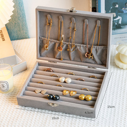 Flannel Jewelry Storage Box Dustproof High-grade Large Capacity Jewelry Box Earrings Bracelet Necklace Storage Display Jewelry Box