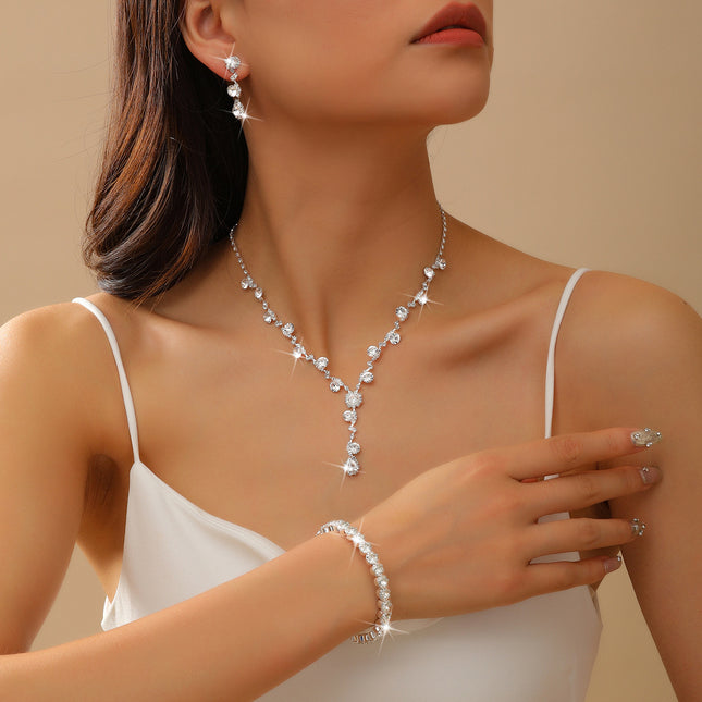 GRATUIT Diamond Jewelry Set Necklace Earrings Bracelet / Parure Bijoux Diamant Collier Boucles Bracelet