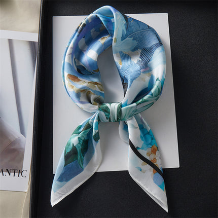 100% Mulberry Silk Silk Scarf 65x 65 Medium Square Scarf Women's Spring and Autumn Matching Shirt Neck Protection Scarf Decorative Thin