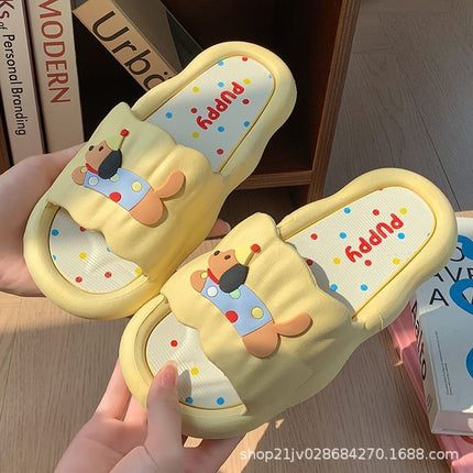 Women's Summer Slippers with Poop Feeling, Cartoon Hot Dog, Internet Celebrity Couple, Soft Bottom, Home Non-Slip Indoor Sandals, Holiday Slippers