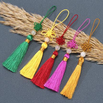 Tassel Spike Chinese Knot Mini Pendant Nylon Jade Line Vertical Ice Silk Constant DIY Sachet Folding Fan Hanging