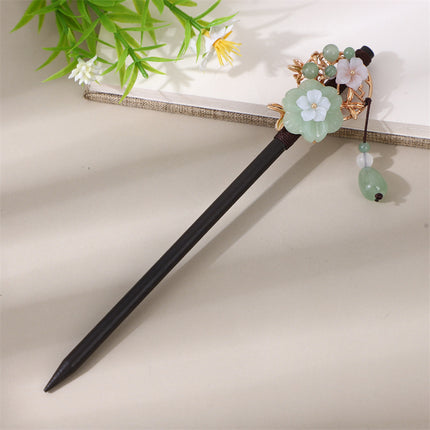 Antique Hairpin Tassel Step Wooden Hairpin Imitation Ebony Headwear Disc Hair Han Clothes Accessories Hair-pulled Ancient Clothes Hair Women