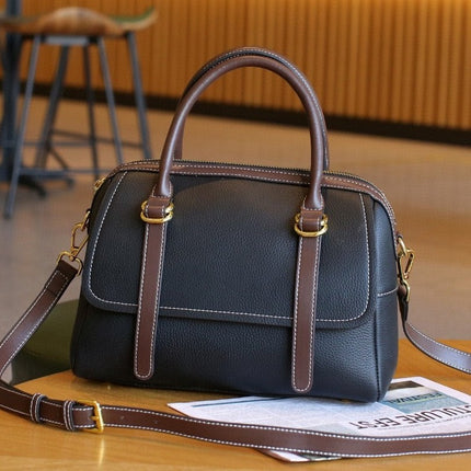 Cowhide Handbag 2025 New Shoulder Crossbody Bag Boston Pillow Bag Large Capacity Commuter Women's Bag High-End
