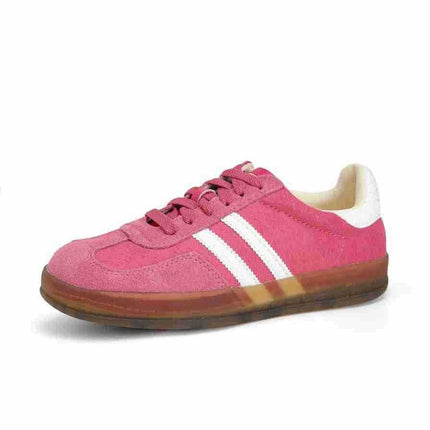 in stock Genuine Leather Inner Heightening German Training Shoes Flat Bottom All-match Inner Heightening Casual Shoes Three Bar Cowhide German Training Shoes Women's Shoes