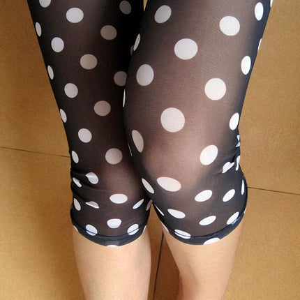 Summer new polka dot printing high stretch cropped thin mesh women's leggings Yiwu women's pants factory outlet