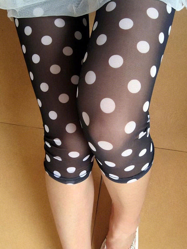 Summer new polka dot printing high stretch cropped thin mesh women's leggings Yiwu women's pants factory outlet