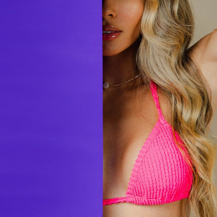 New Bikini Top Three-point Split Swimsuit Women's Solid Color Thread Special Fabric Lace-up Neck Bikini
