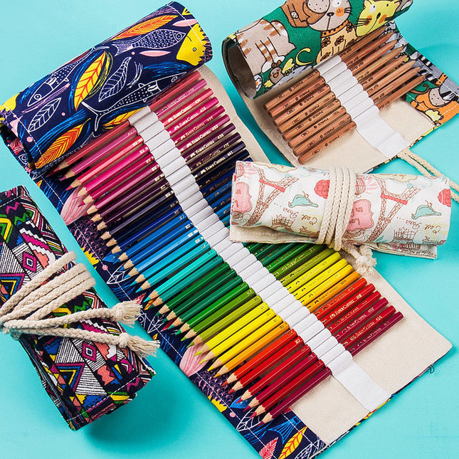 Pen Curtain Roll Pencil Bag Canvas Art Brush Bag Storage Colored Pencil Sketch Painting Storage Student Colored Pencil Bag