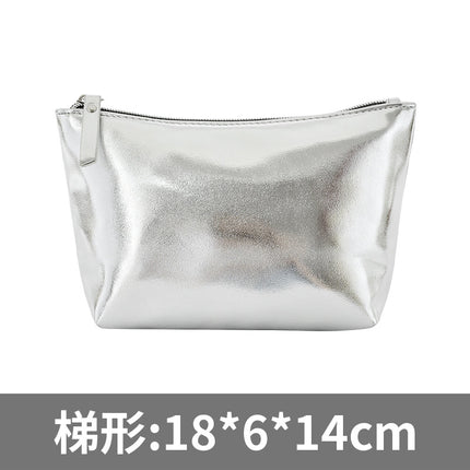 Cross-border Korean-style silver soft leather cosmetic bag three-piece women's wash bag high-grade waterproof women's cosmetic bag customization