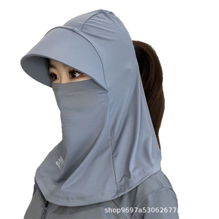 Full Face Sun Protection Mask for Women in Summer, All-Round Uv Protection, Outdoor Cycling Shawl, Neck Protection and Brim Face Covering Hat