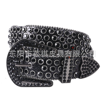 Women's Belt with Rhinestone Inlay Decoration, Versatile for Jeans, Bbsimon Belt Manufacturer Wholesale, Personalized and Trendy