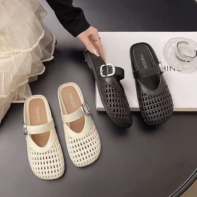 Slippers for Women's Summer Outer Wear 2025 Half-Flop Toe Slippers for Women's Outer Wear Fashionable New Flat Soft Bottom Hollow Breathable
