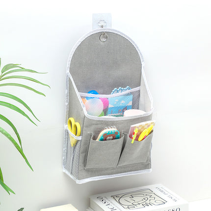Side with net pocket double pocket fabric storage hanging bag student dormitory storage artifact wall hanging storage bag