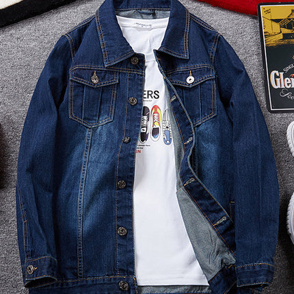 plus size Men's Denim Top Denim Jacket Fashionable Fatty Work Clothes Large Denim Shirt Plus Size Denim Jacket
