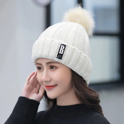Winter Korean Style Woolen Hat for Women with Velvet and Thickeneded Scarf for Mothers to Heattech and Cold-Proof Knitted Trendy Hat for Cycling