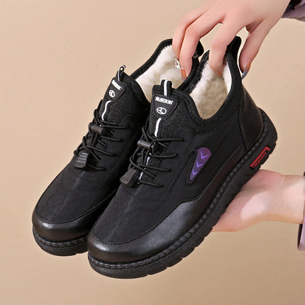 Cotton Shoes Mother Shoes 2024 Winter New Thickened Plush Comfortable Warm Waterproof Slip-on Middle-aged and Elderly Milk Shoes