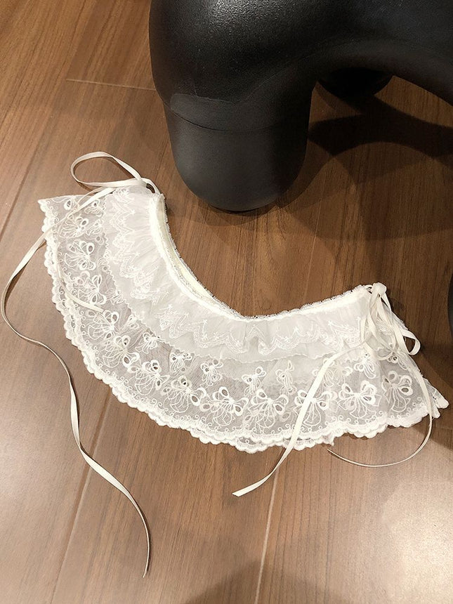 White Mesh A- line Skirt Women's Lace Fart Curtain Spring and Summer New Explosions Fashion High-end Super Nice Fart Curtain