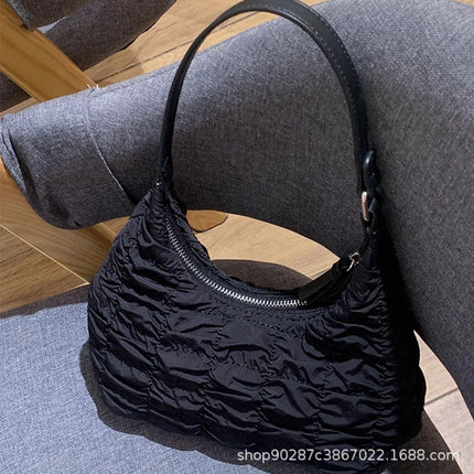 Cream Puff 2025 Cloud Pleated Dumpling Bag for Girls, Cute Student Style Shoulder Underarm Bag, Casual and Versatile