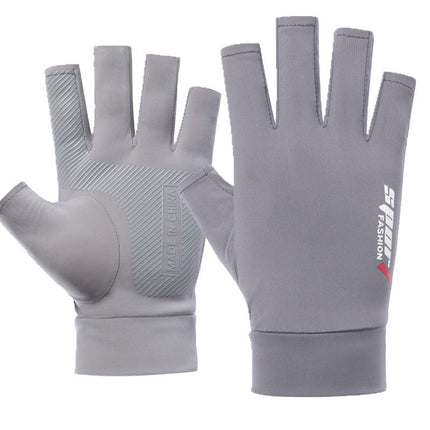 Cycling Gloves, Outdoor Driving Gloves, Electric Vehicle Sun Protection Gloves, Non-Slip Touch Screen Fingerless Gloves, Men's Fishing Ice Silk Gloves Wholesale