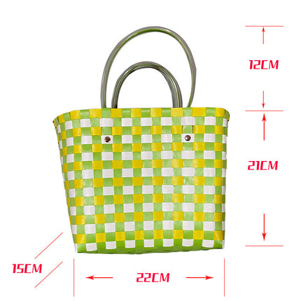 Woven Straw Basket Bag Ins Pastoral Style 9 Colors PU Lining Medium / Sac Panier Paille Tressé Style Ins Pastoral 9 Couleurs Doublure PU Moyen