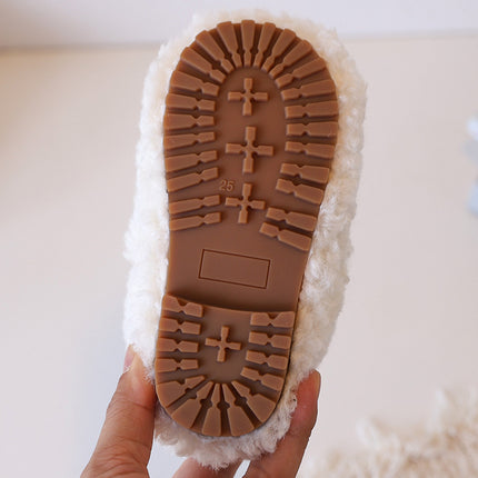 Cross-Border Customized Dropshipping Loop Velvet Girls' Boots 2025 Winter Korean Style Sleeve Shoes Baby Fur Boots Soft Sole Non-Slip