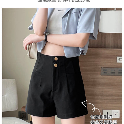 Pocket Mobile Phone Summer Korean Style New Fashion Outer Wear High Waist A- line Leggings Casual Slimming Suit Shorts