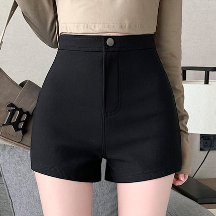 2024 New Hot Girl A- shaped Hot Pants High Waist Hip Casual Pants Women's Black Shorts Summer Slimming Straight Pants