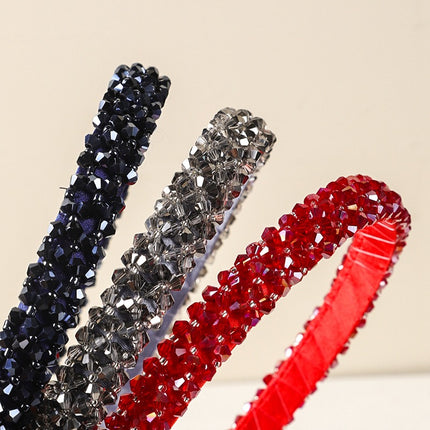 New Style Chanel Style Hair Hoop Women's High-end Sense Four-row Crystal Hair Accessories Sweet Girl's Presswith Hair Stamp Handmade Beaded Headband