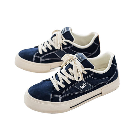 Men's Trendy Canvas Shoes New Low-Top Korean Style Height-Increasing Versatile Hong Kong Style Sports Niche Design Sneakers